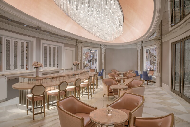 Inside Camellias, the champagne bar inside the new Hotel Bennett on Marion Square.