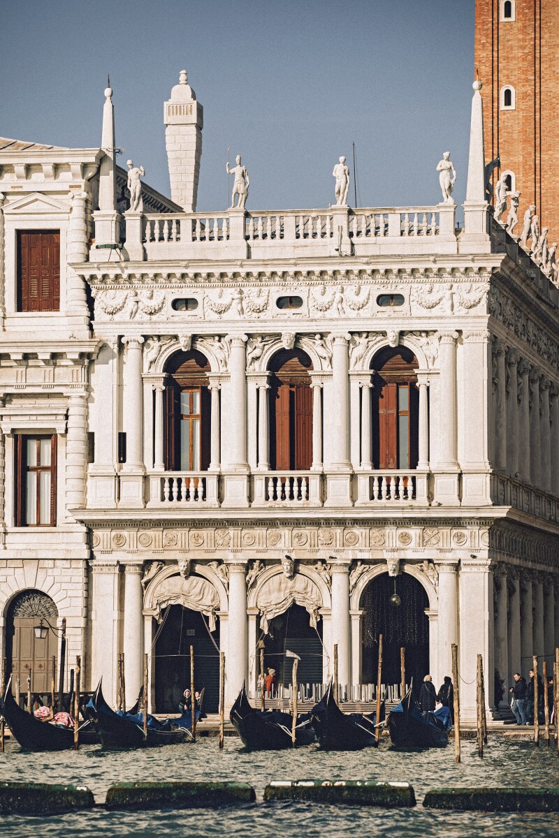 The Biblioteca Nazionale Marciana looks out from Piazza San Marco over the Grand Canal and the Giudecca Canal.