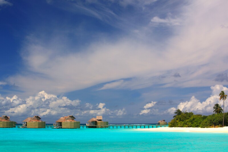 Several of Six Senses Laamu's overwater bungalows