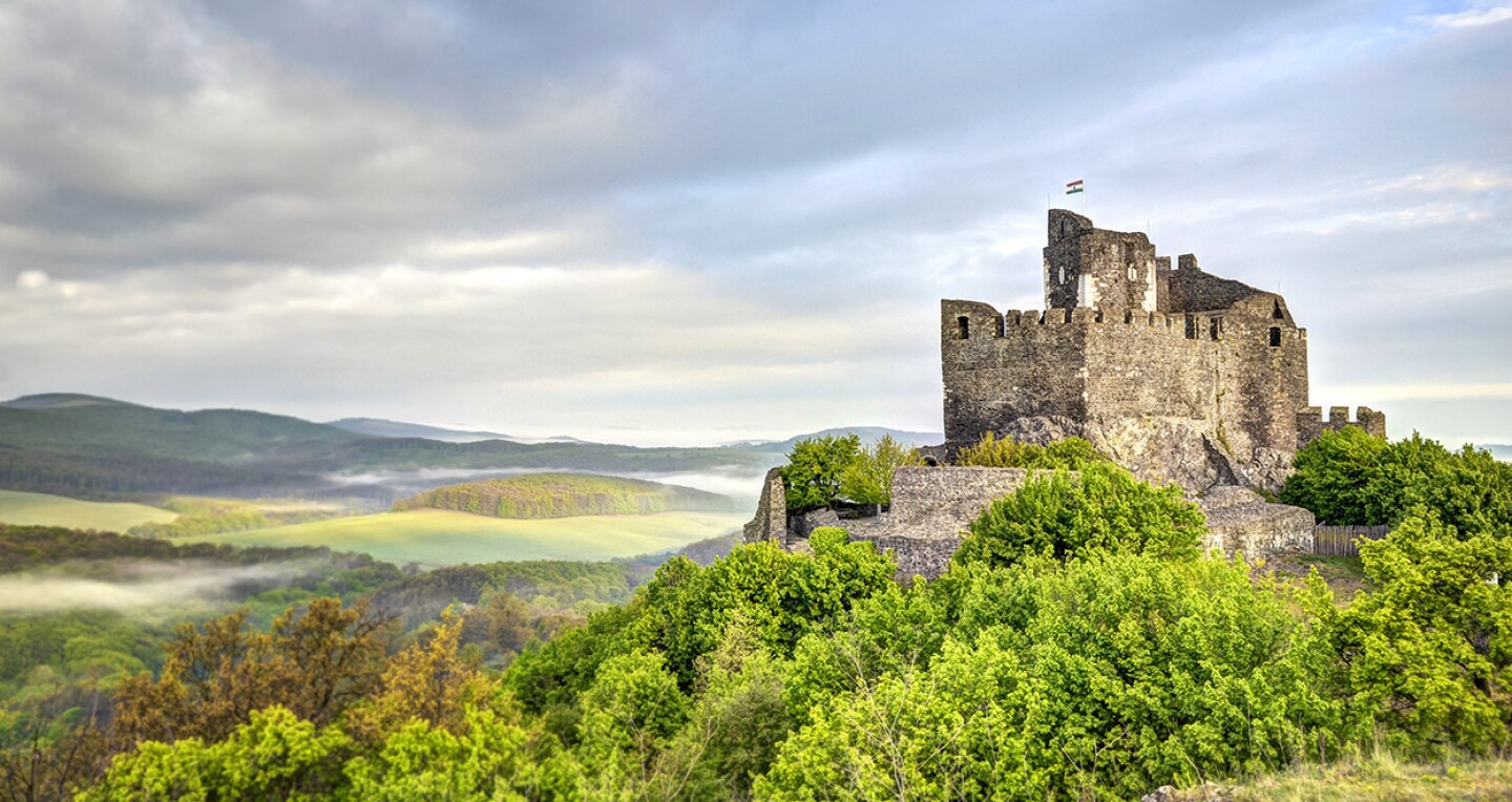 A castle atop a hill