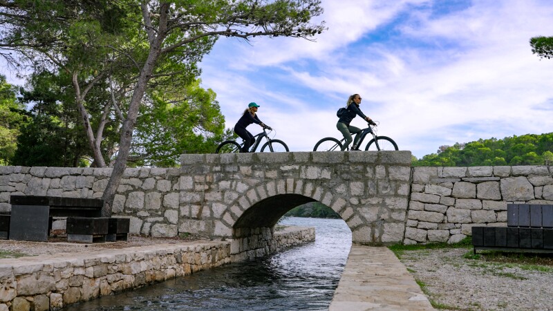Bicycling through the Croatian countryside.