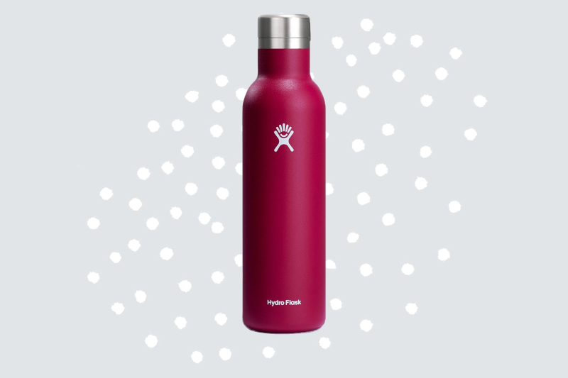 Magenta metal wine bottle from Hydroflask