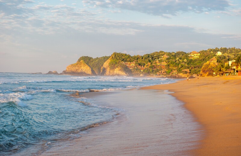 Zipolite beach at sunrise