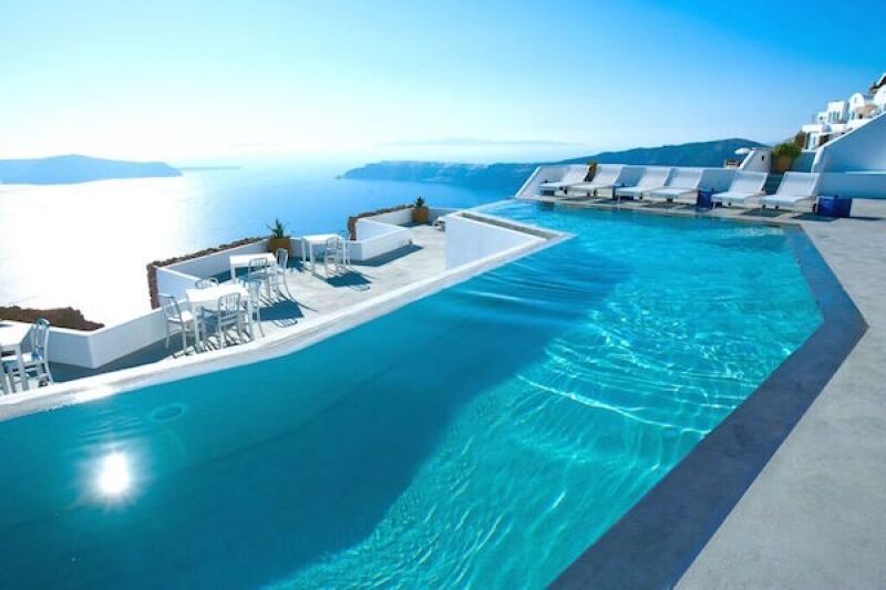 The terrace pool at Grace Santorini in Greece