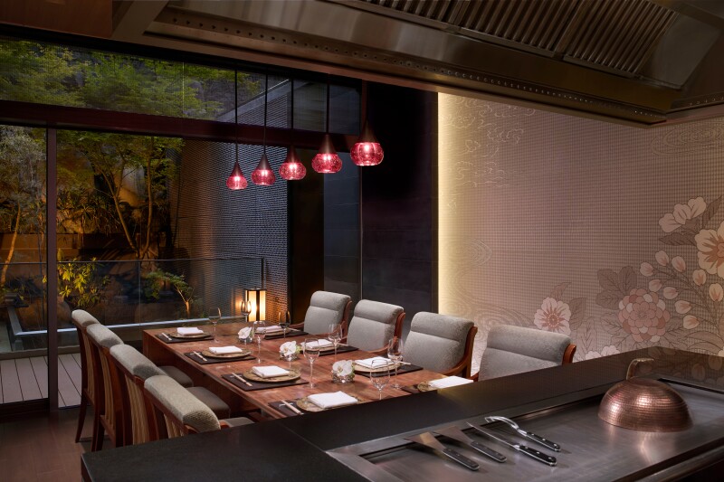View of the restaurant in the Ritz-Carlton Kyoto