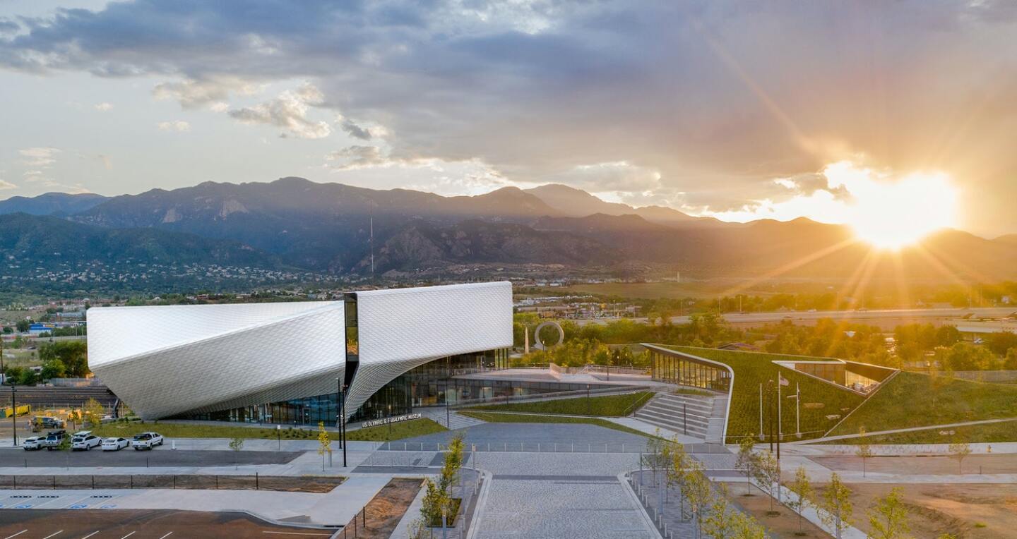 A modern building in an expansive valley