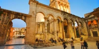 The Peristyle. Diocletian's Palace and Cathedral of St Domnius ( St Duje Cathedral ) , UNESCO World Heritage Site, Old town , Split, Central Dalmatia, Croatia.