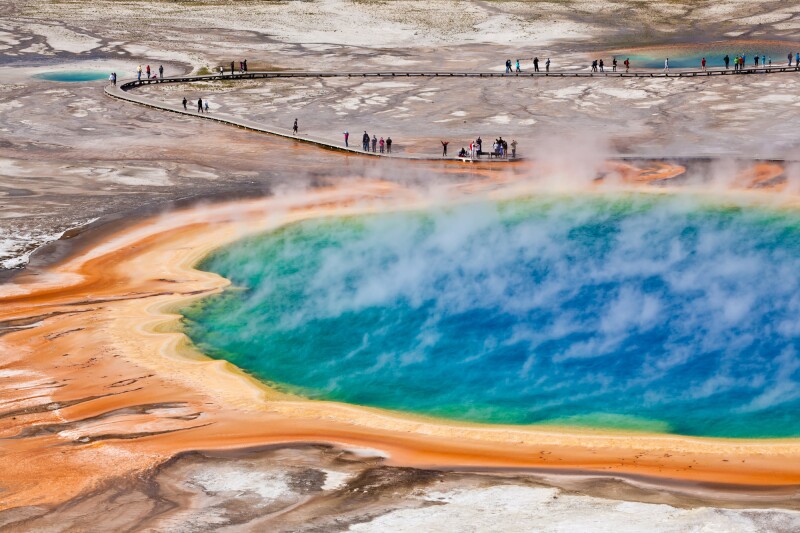 Yellowstone’s Grand Prismatic Spring is the largest hot spring in the United States and the third largest in the world.