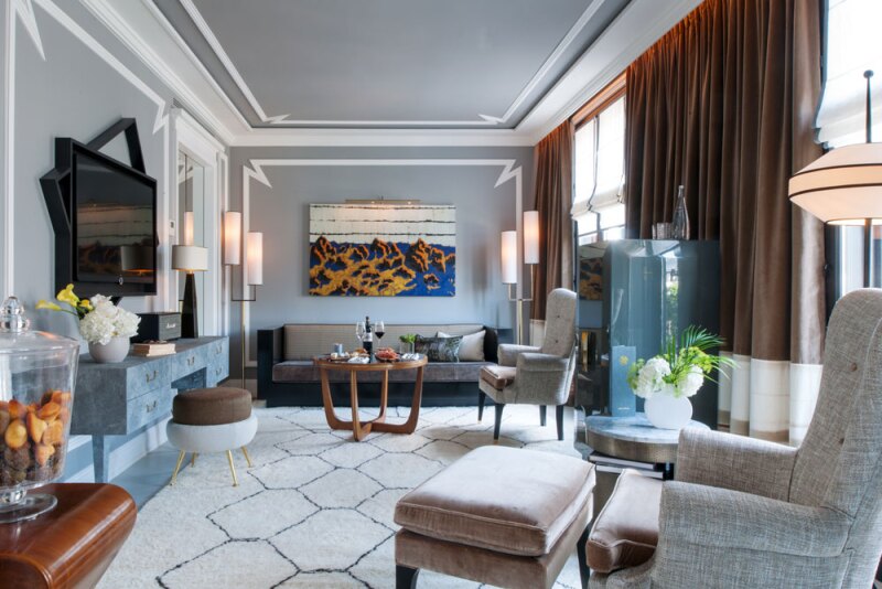 The suites at Nolinski are outfitted with vintage ’70s furniture and items source from around the world.