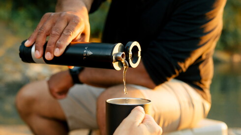 Pouring whiskey from a VSSL flask