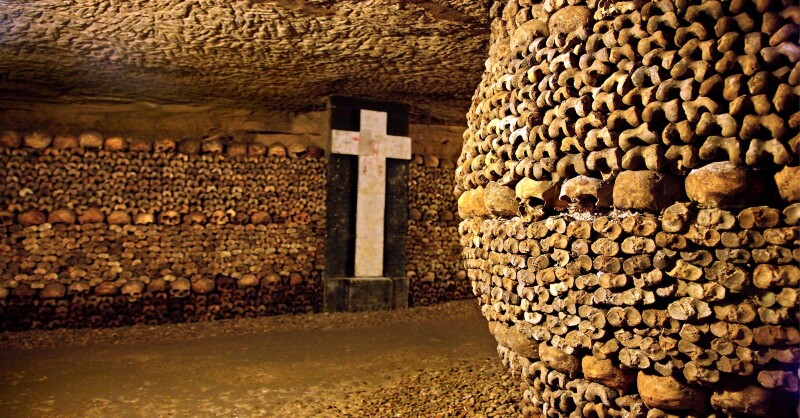 The bones of more than six million people fill the catacombs of Paris.