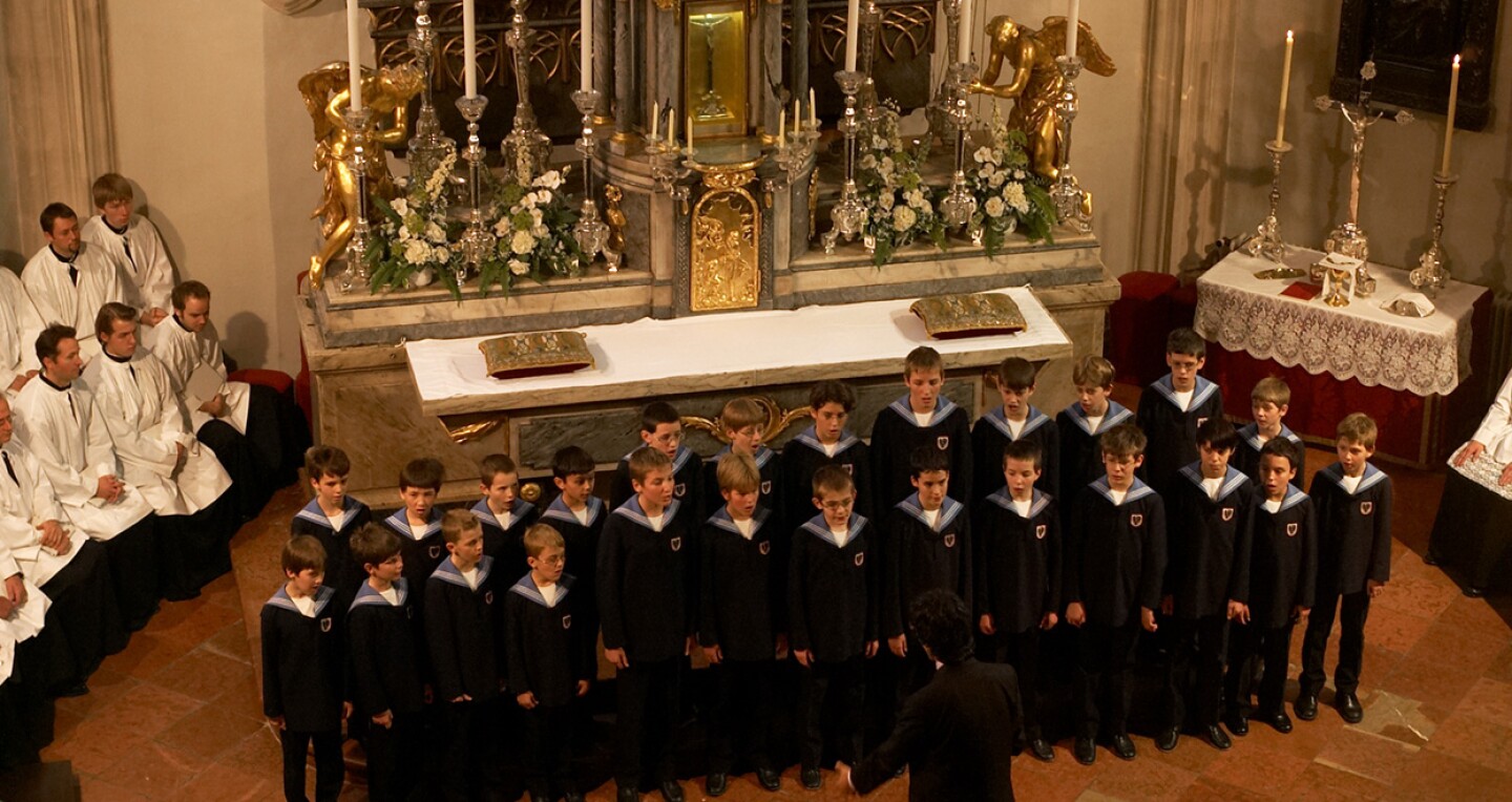 A boys' choir in a church