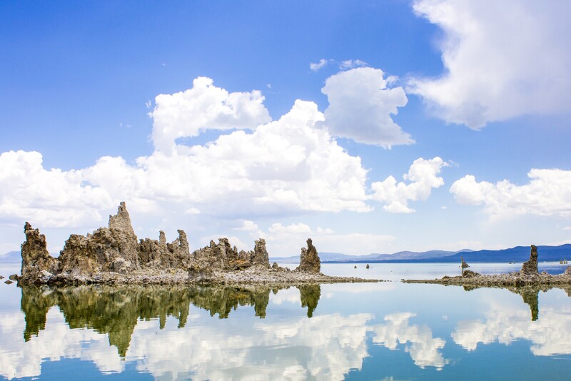 Towers of tufa, a type of limestone, emerge from Mono Lake.