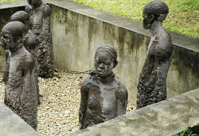 Slave Monument by Clara Sornas in Stone town, Zanzibar, Tanzania, Africa