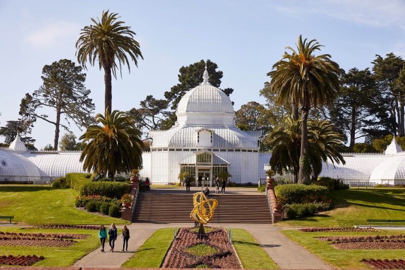 The Conservatory of Flowers in Golden Gate Park has more than 2,000 species of plants in its greenhouse.