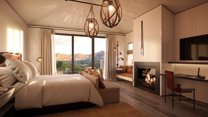 A room interior at the new Four Seasons outpost in Napa Valley