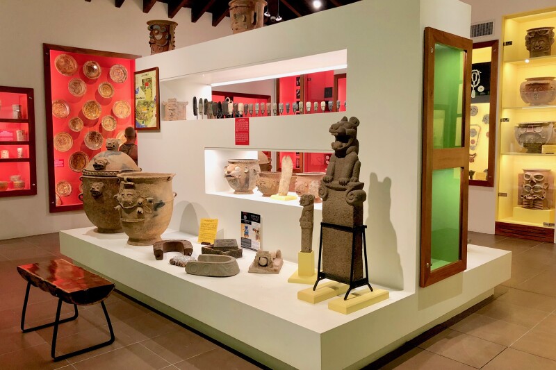 The museum at Las Lagunas Hotel exhibits the owner’s private collection of registered Mayan artifacts.