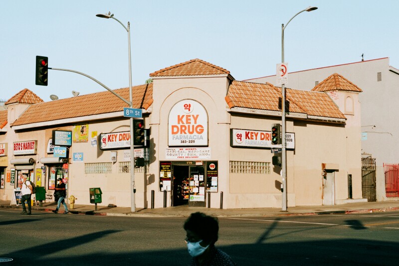 Exterior of a drugstore in Los Angeles's Koreatown