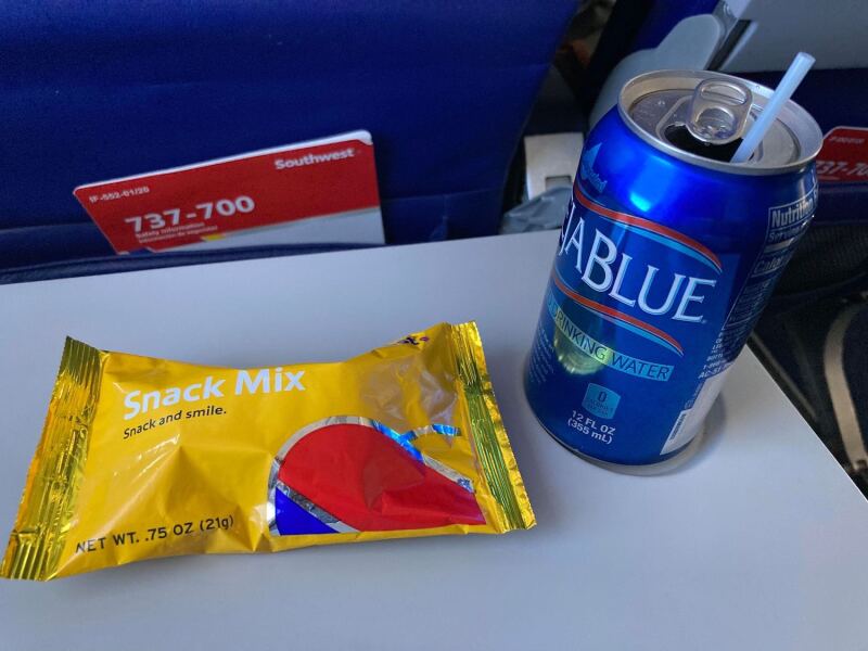 A recent flier said Southwest handed out water and a snack to passengers.