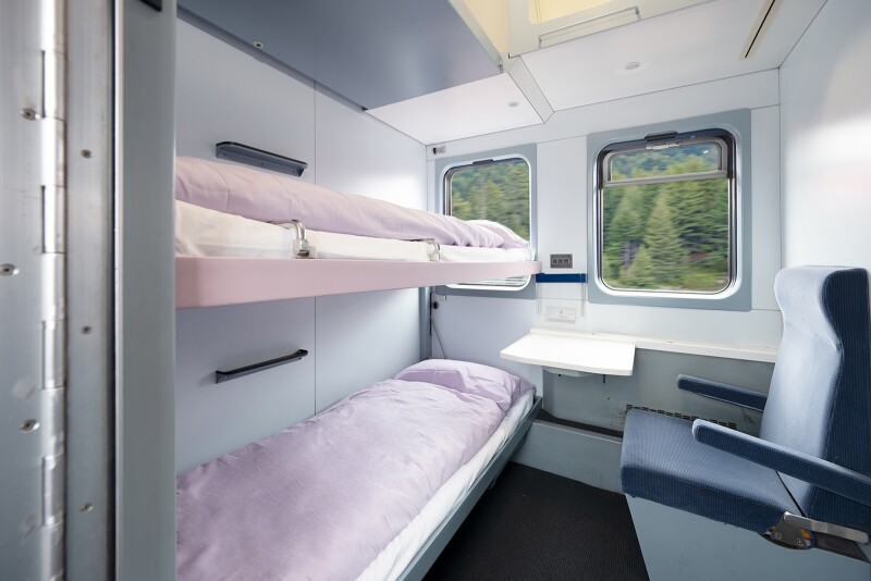 Interior of European Sleeper Train Deluxe compartment