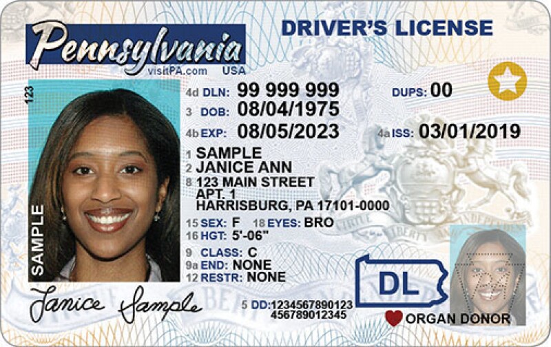 Example driver’s license that is Real ID compliant