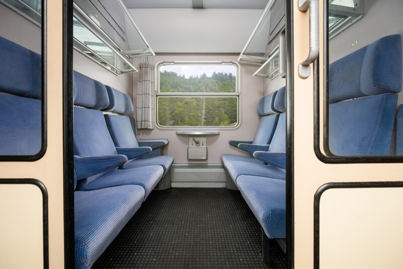 Interior of European Sleeper compartment with budget seats