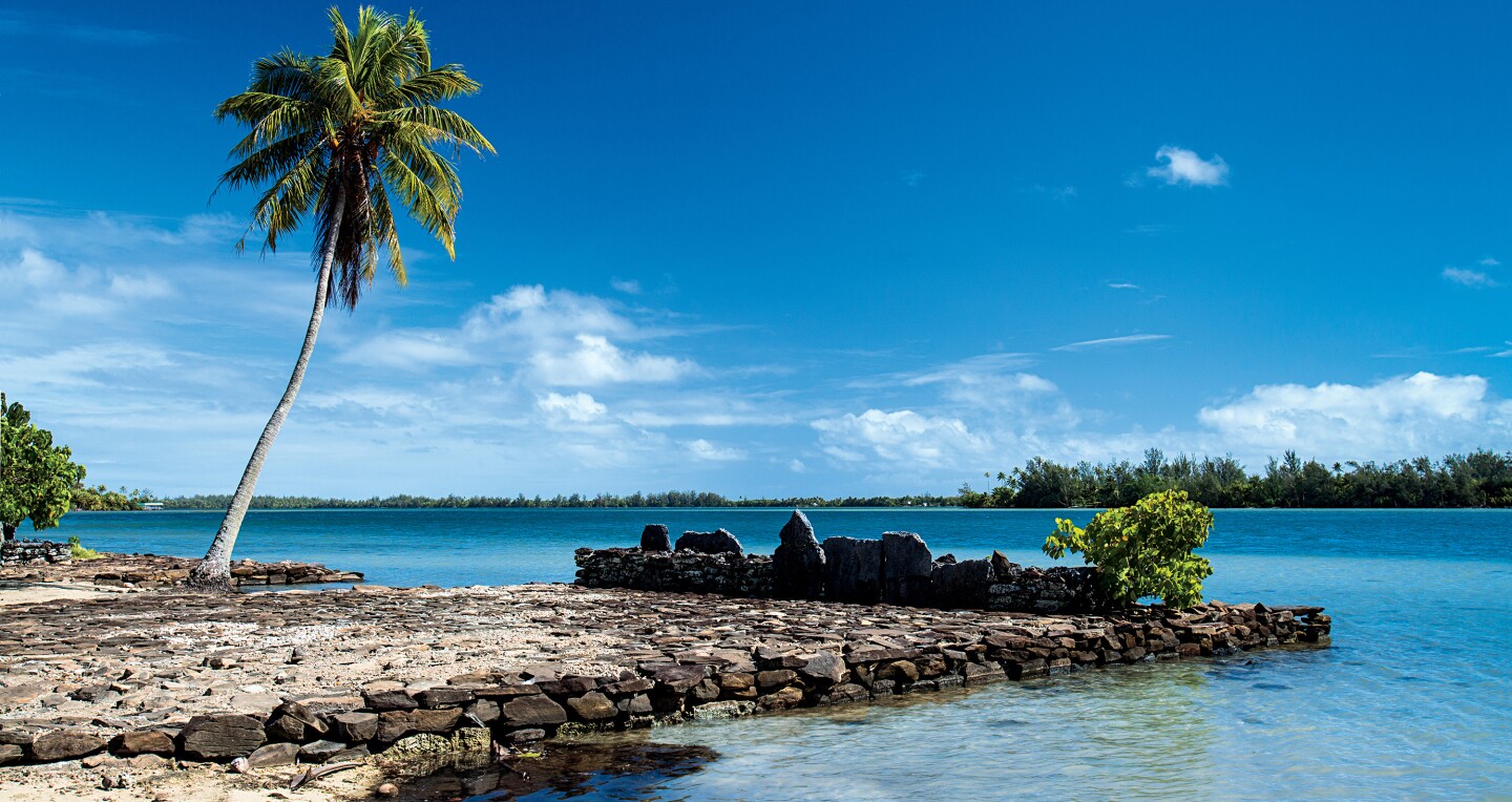The ruins of a marae in Huahine
