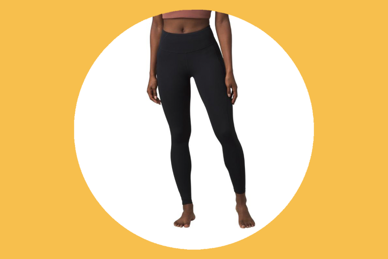 The Electa legging is 60 percent off right now and made with a recycled nylon blend in a Fair Trade Certified factory.
