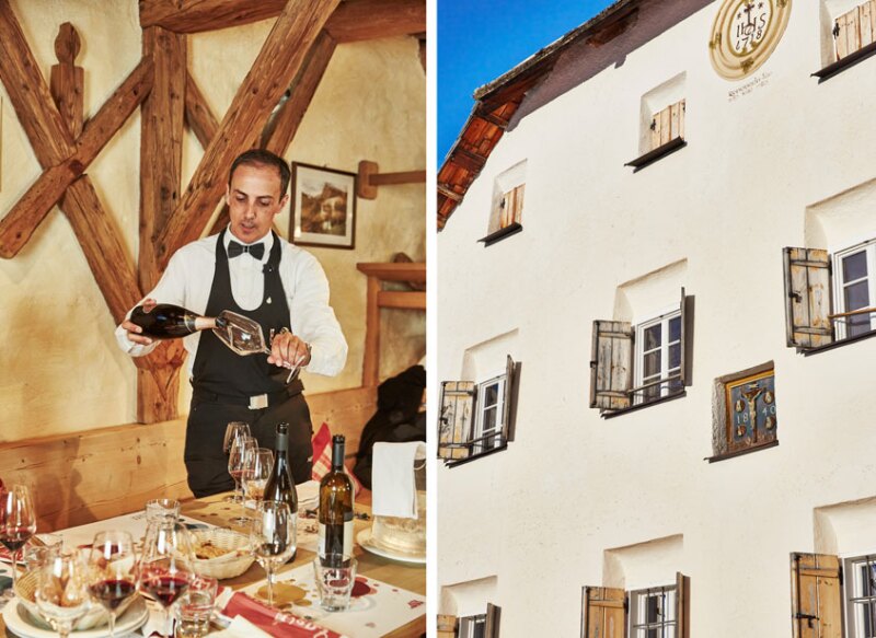 As part of the Sommelier on the Slopes initiative, Stefan Ploner pours a local sparkling rosé for an afternoon tasting.