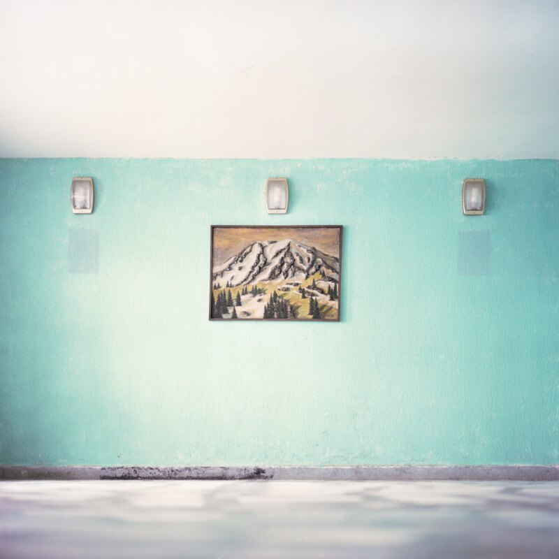 A painting of a local mountain in the Malyovitsa Hut (1960m) in Rila National Park. The hut is part of a short ski tour above the Malyovitsa ski area, a small ski hill near Govedartsi, about 40km from Borovets, in the Rila Mountain range, Bulgaria.
