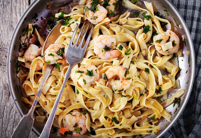 Pasta with shrimps