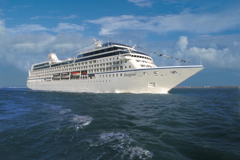 View of Oceania Cruises' "Insignia" cruise ship on the water