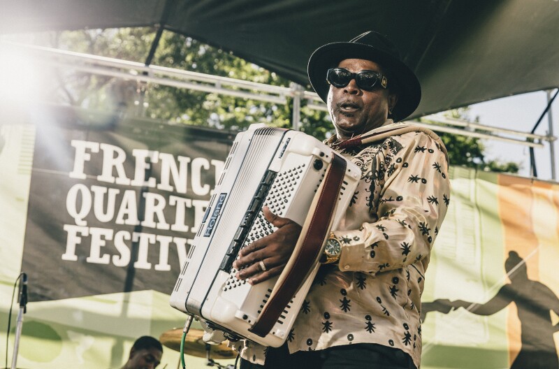 A performer at the French Quarter Festival in 2018