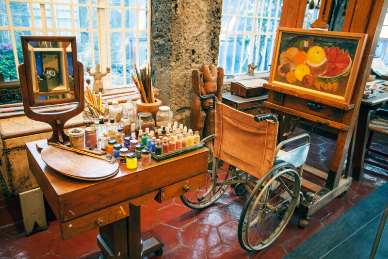 Frida Kahlo's wheelchair is on display at her Mexico City home.