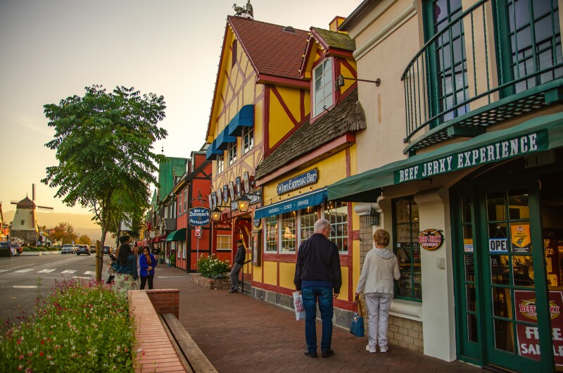 Solvang California at sunset