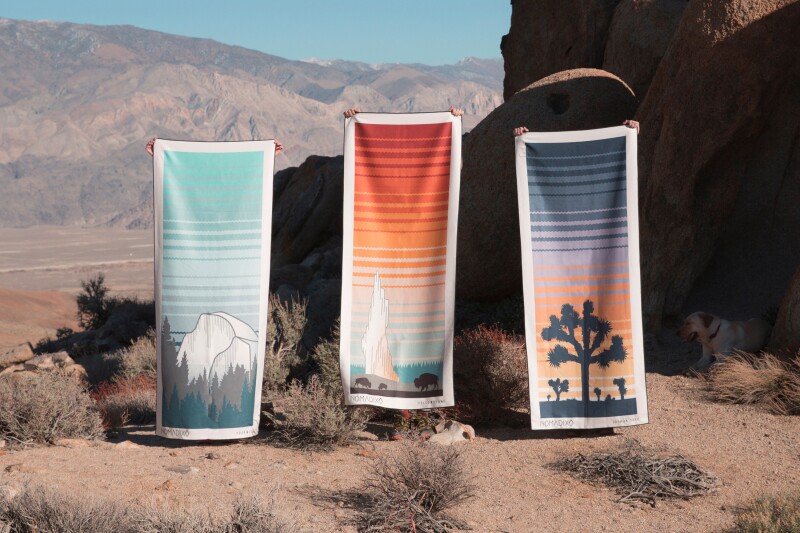 Fast-drying Nomadix towels are made from postconsumer recycled plastic bottles.