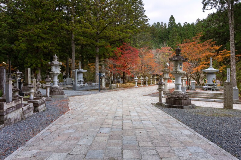 MOUNT KOYA, JAPAN in NOVEMBER: Okunoin Cemetery, one of Japan's most sacred sites, with more than 200,000 graves, in Koyasan, Japan