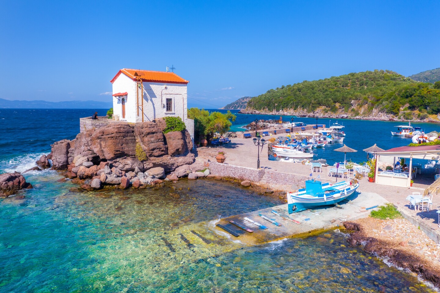 This little church in Lesbos is dedicated to the Panagia Gorgona—or the Mermaid Madonna!