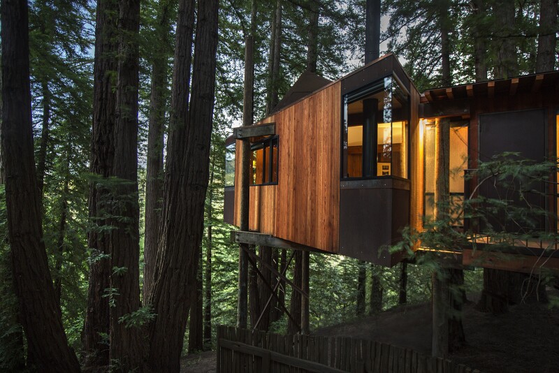 Tree house suite set in pine trees at Post Ranch Inn in Big Sur
