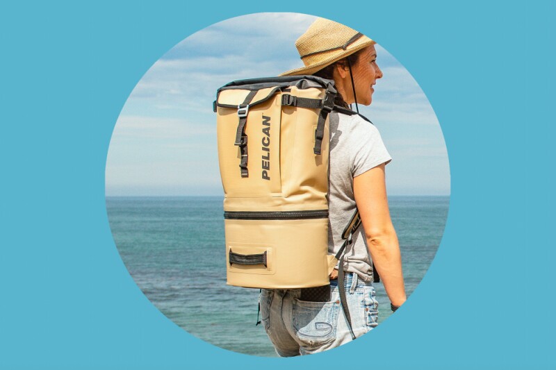 The Pelican Dayventure cooler comes in "Coyote," pictured here, and light gray.