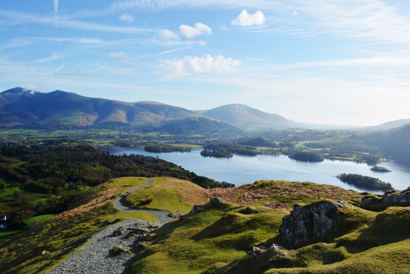 A lake and hills in Lake District National Park
