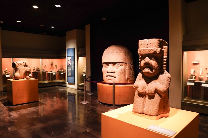 Terra-cotta colored sculptures on display at the Museo Nacional de Antropología (National Museum of Anthropology)