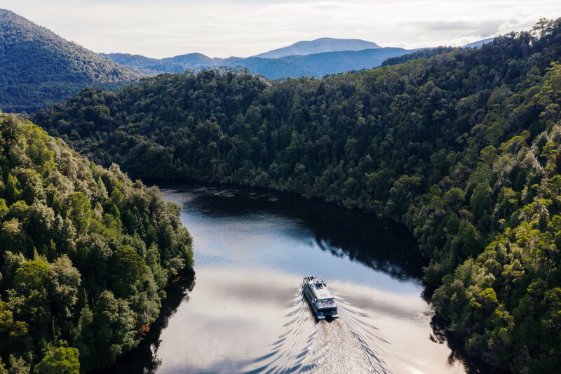 Deep within Tasmania’s Wilderness World Heritage Area, the Gordon River reflects the ancient rainforest of the Franklin-Gordon Wild Rivers National Park.