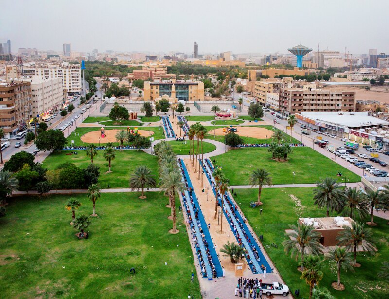 An aerial shot of a park in Riyadh