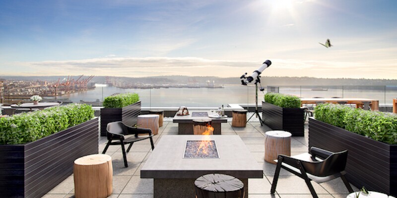 The Nest rooftop at Thompson Seattle in Washington