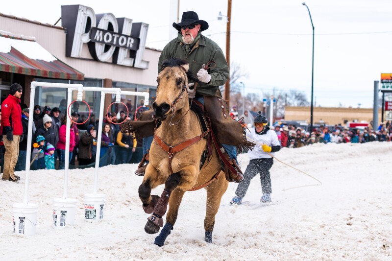 The event known as skijoring at the Sheridan WYO Winter Rodeo