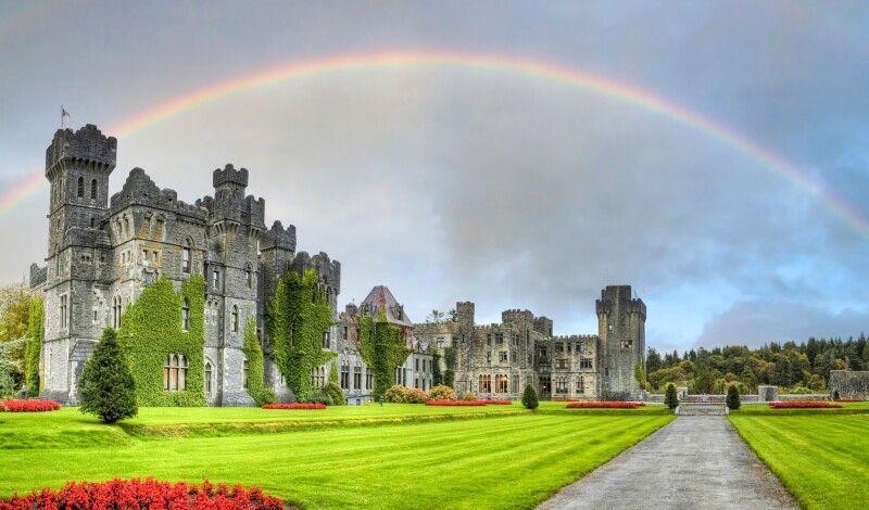 Rainbow over a castle