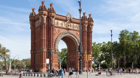 Barcelona, Spain - June 08 2018: People walking around the Arc of Triomph.