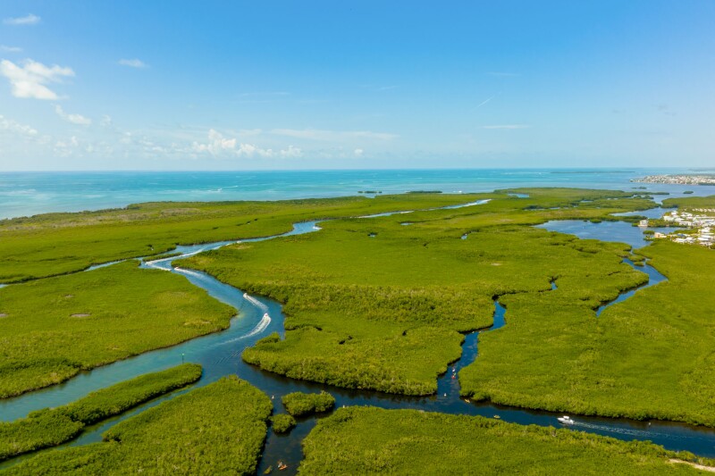 Aerial photo of John Pennekamp Coral Reef State Park, Key Largo, Florida