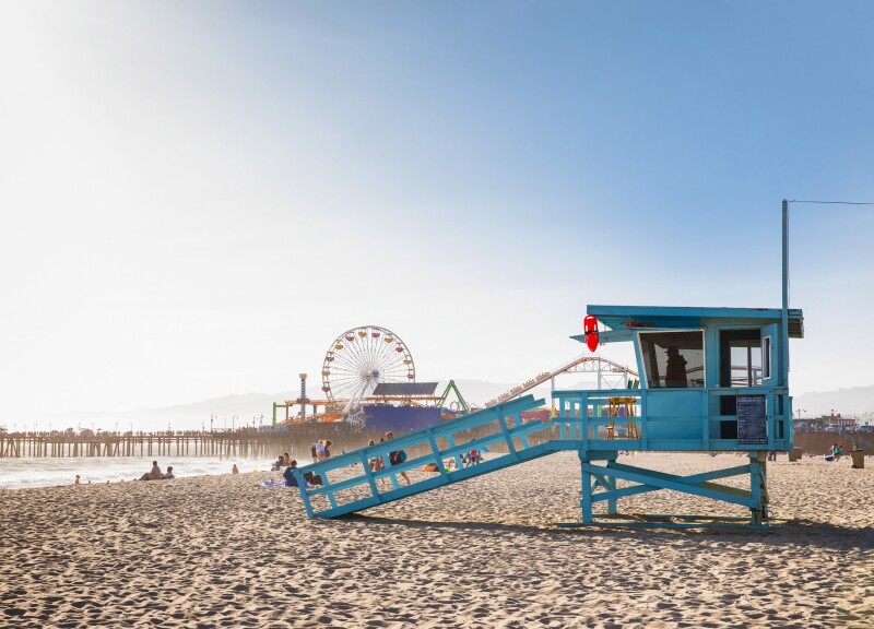 The beach next to the Santa Monica Pier